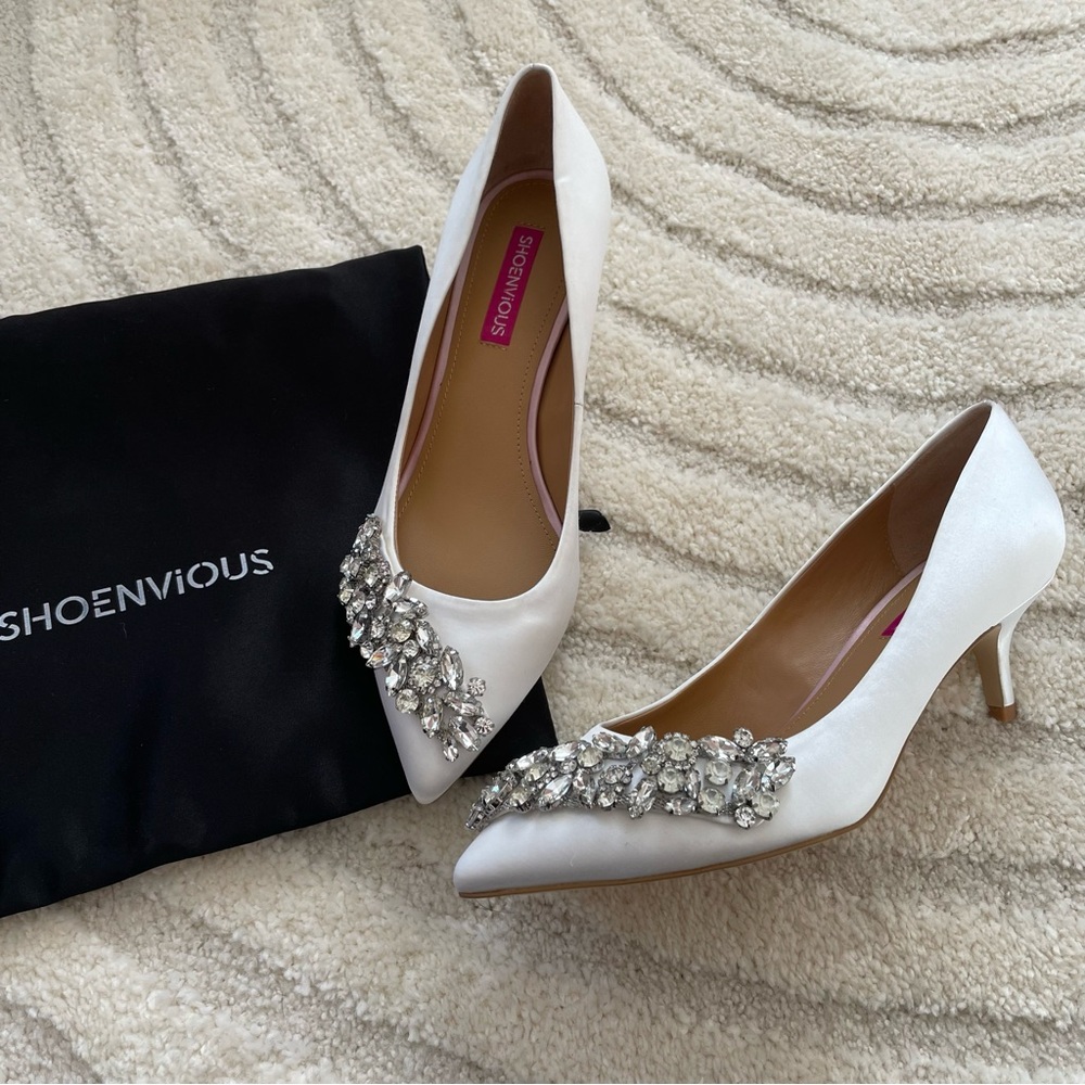 White Embellished Women's Heels